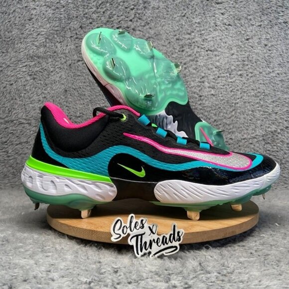 Nike Alpha Huarache Elite 4 Baseball Metal Size 14 Men Black Teal Pink DJ6521-00 main image 7